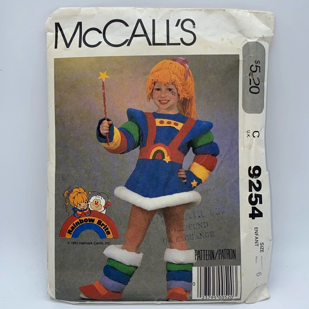 McCall’s 9254 Rainbow Brite Girls Halloween Costume Sewing Pattern Size 6